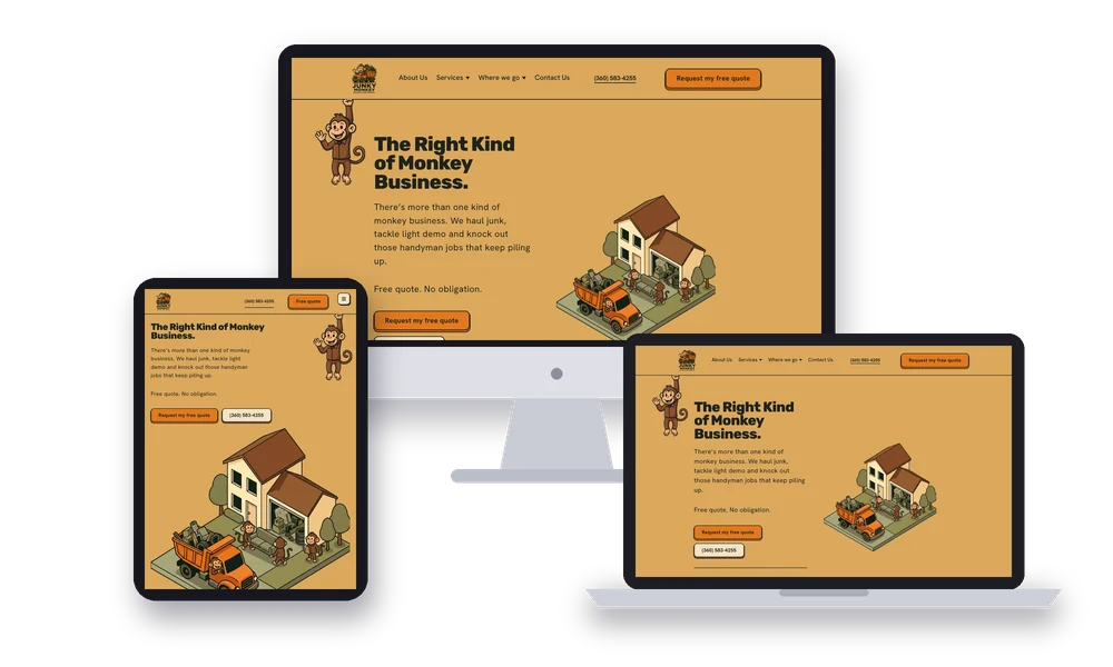 Junky Monkey junk removal website design